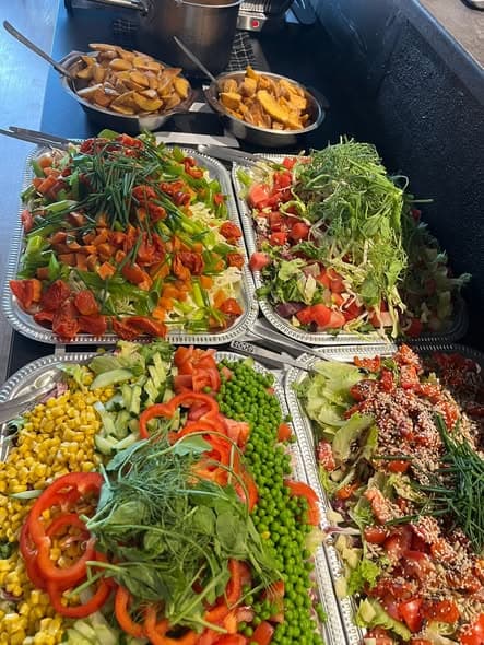 Salatbord med friske grøntsager til buffeten